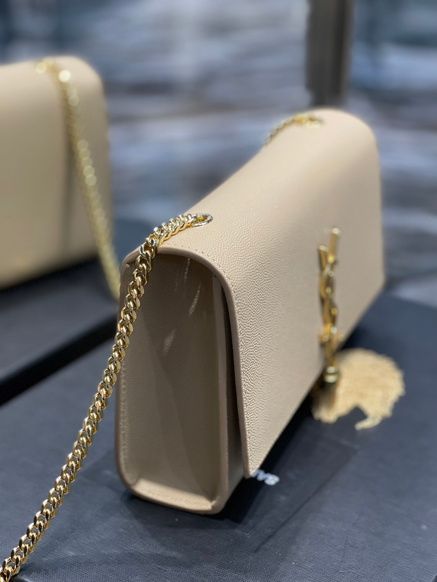YSL Saint Laurent Ysl Saint Laurent Kata Medium Chain Bag Beige Travel Bag