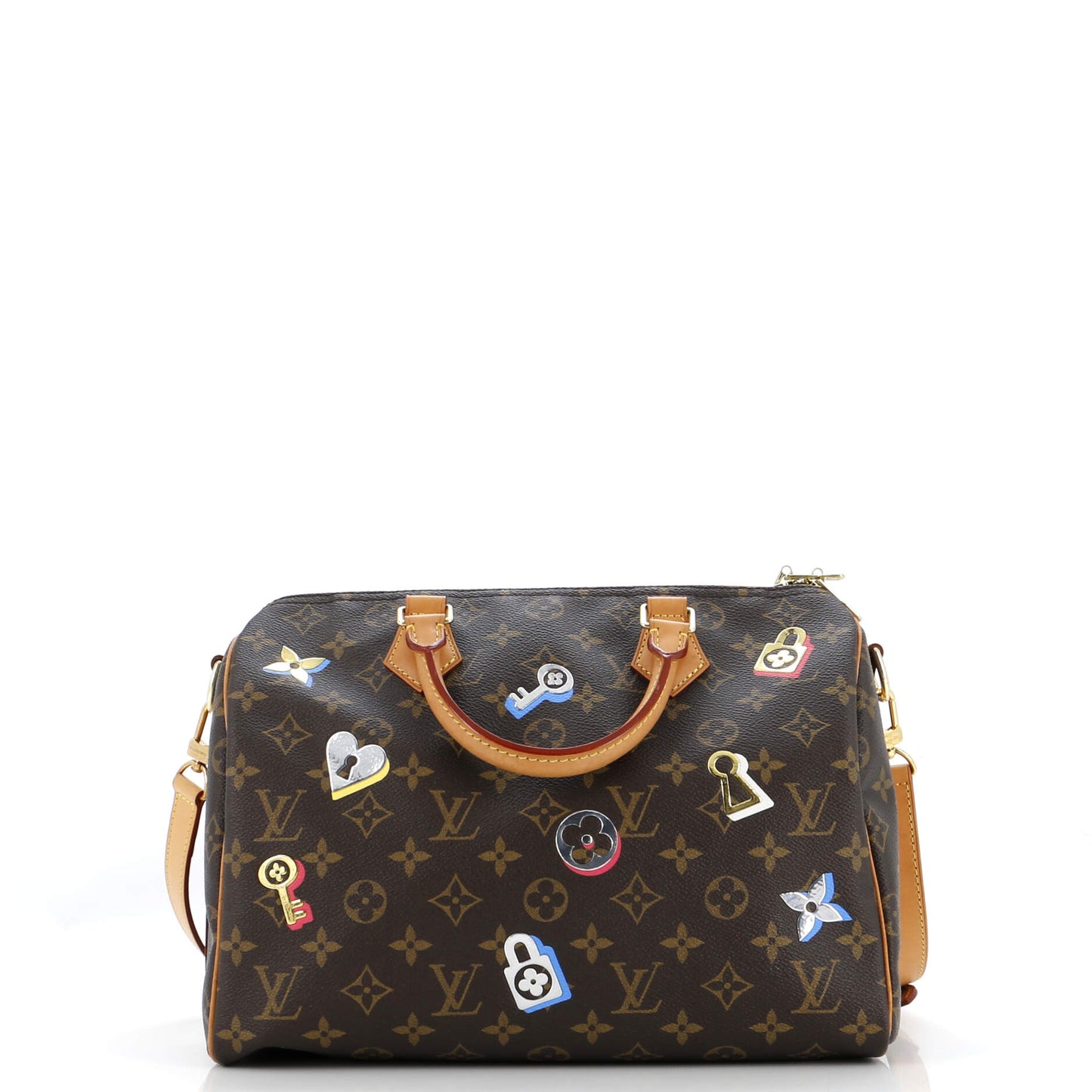 Louis Vuitton Speedy Bandouliere Bag Limited Edition Love Lock Canvas Monogram Travel Bag
