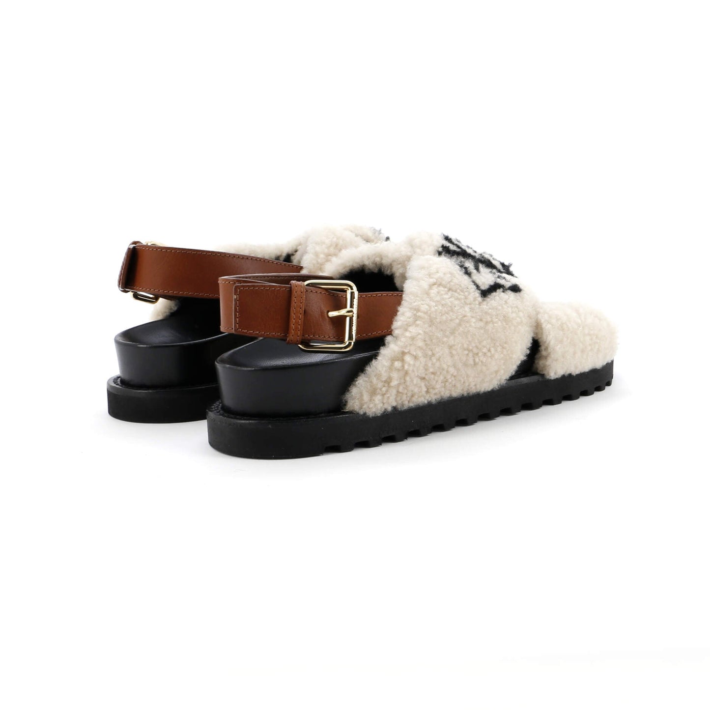 Louis Vuitton Women Paseo Comfort Slide Slingback Sandals Shearling Leather Shoes
