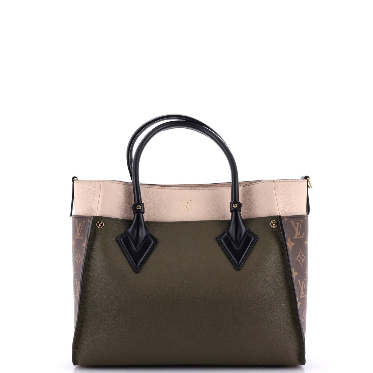 Louis Vuitton On My Side Tote With Mm Leather Canvas Tote Bag