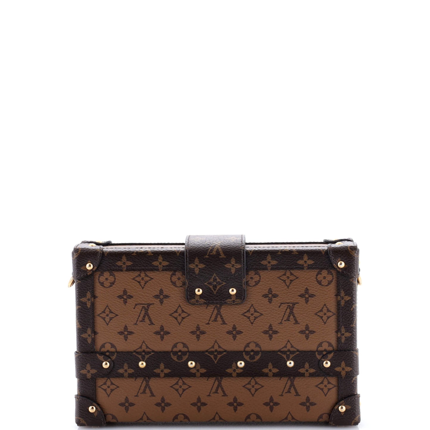 Louis Vuitton Petite Malle Handbag Reverse Canvas Monogram Clutch Bag