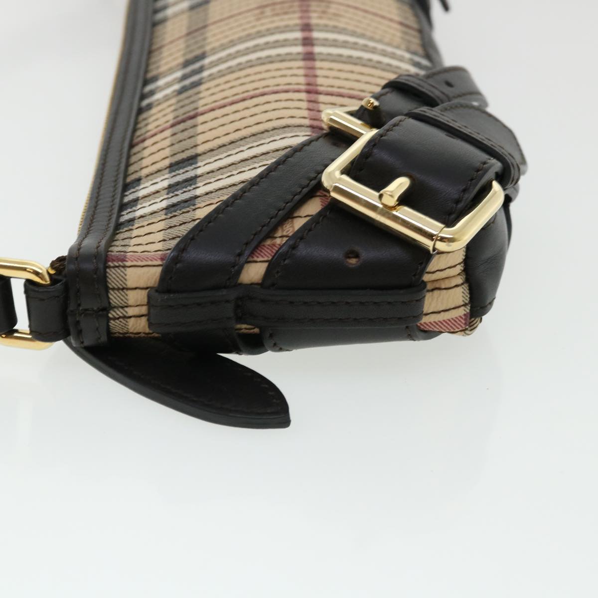 Burberry Luxury Nova Check Shoulder Bag Auth 32763A Leather Canvas Beige