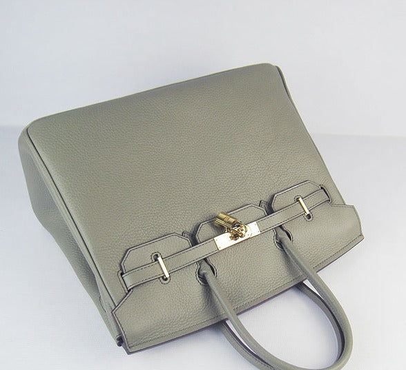 Hermes Luxury Birkin Cm Togo Handbags Dark Grey Leather Gold Travel Bag