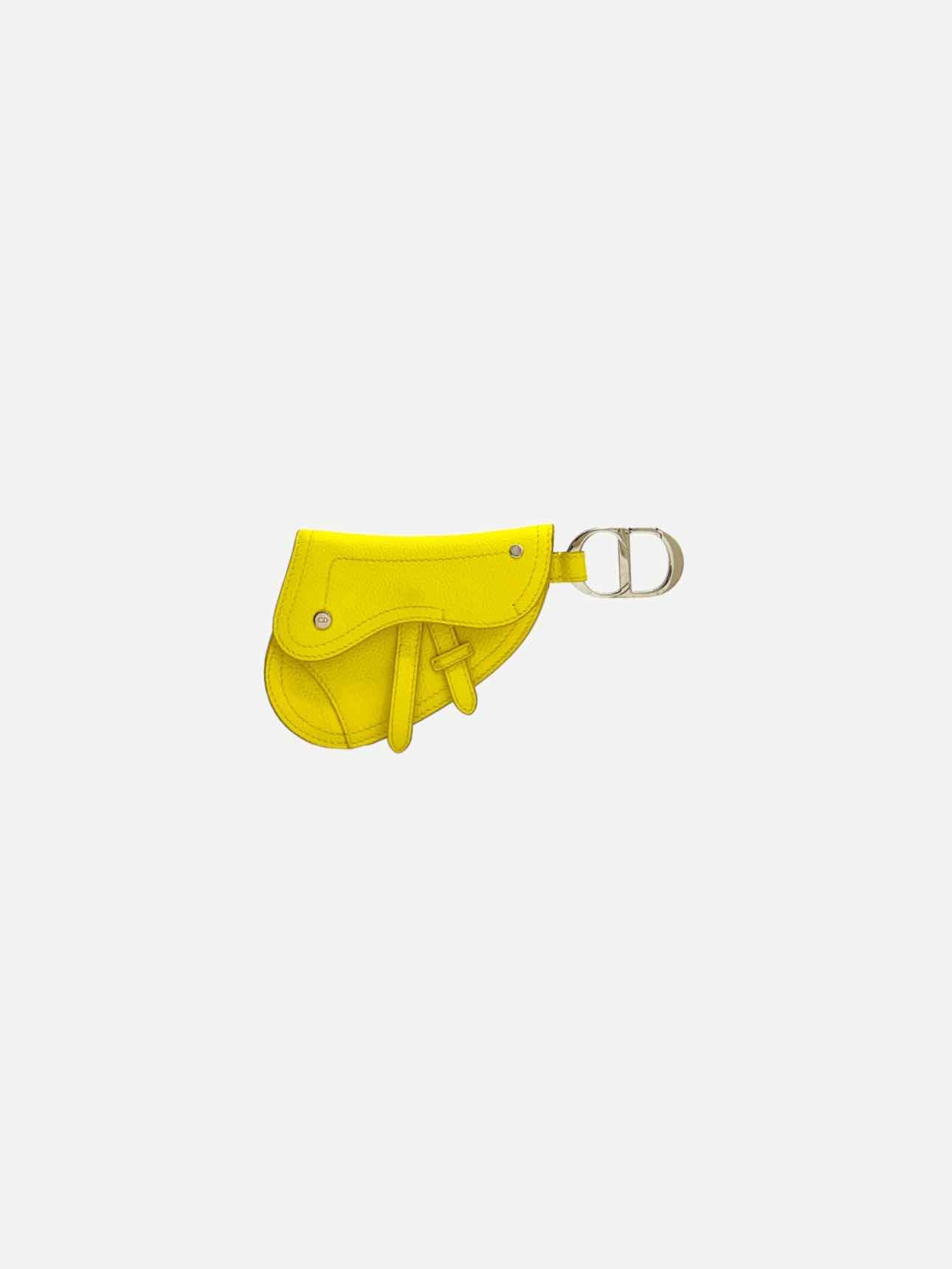 Dior Bag Saddle Pouch Leather Silver Yellow Mini Bag
