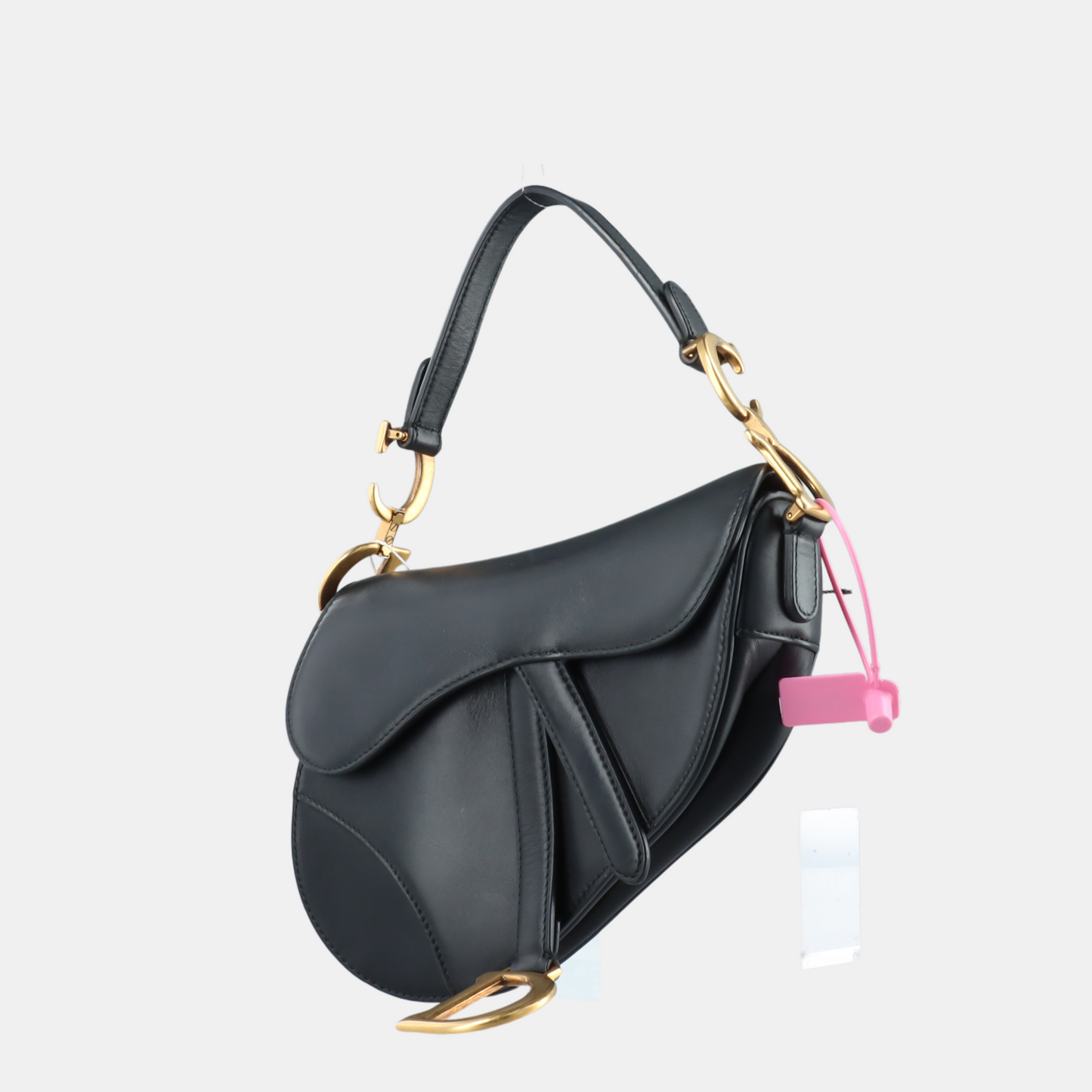 Dior Saddle Smooth With Studded Strap Handbag Leather Black Travel Bag