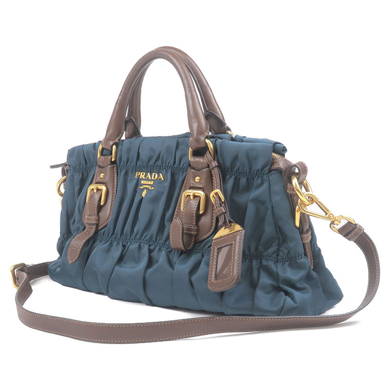 Prada Prada Gather Nylon Leather 2Way Bag Hand Bag Travel Bag