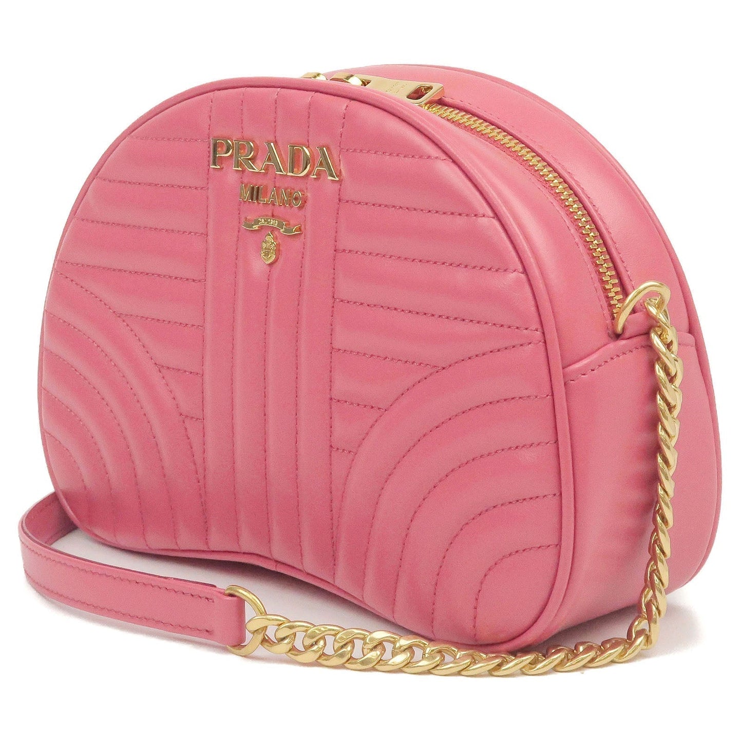 Prada Prada Diagram Soft Calf Leather Chain Shoulder Bag