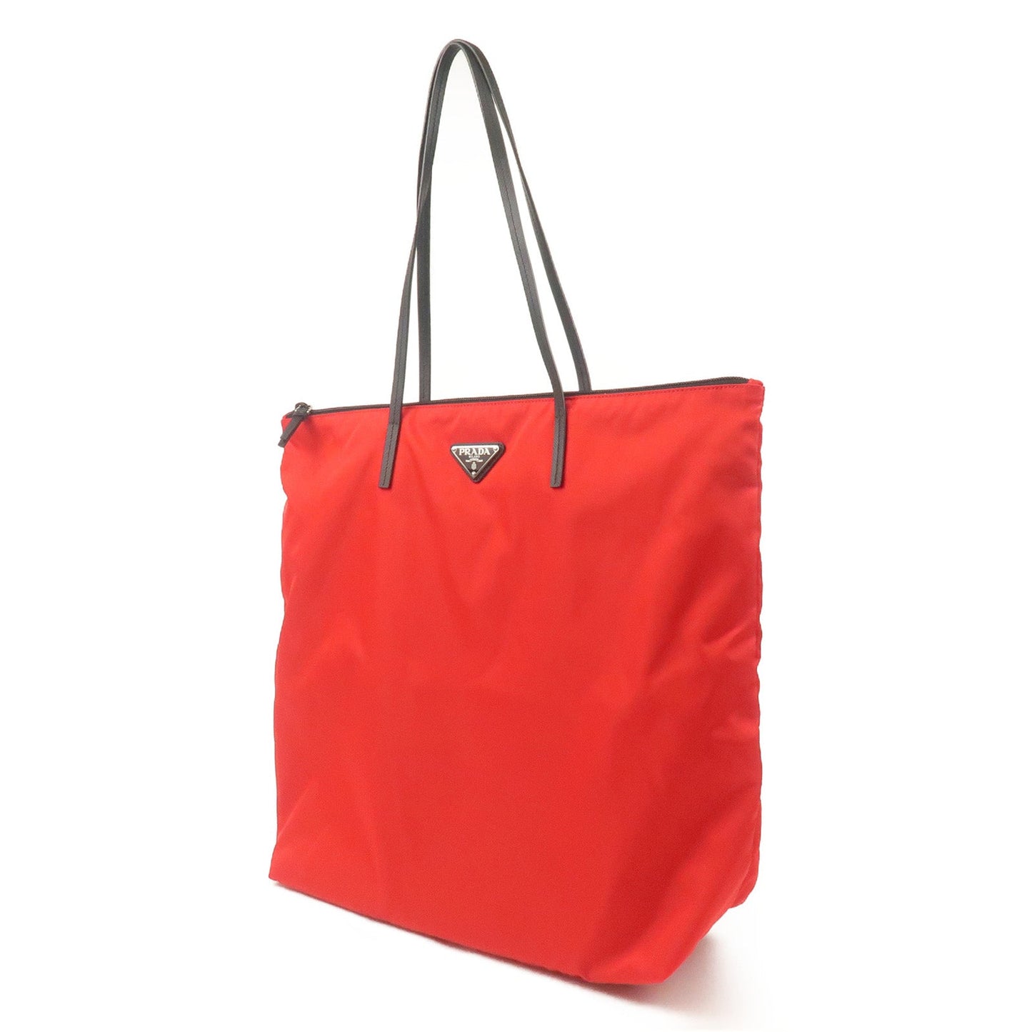 Prada Prada Nylon Leather Tote Bag Red Nero Black