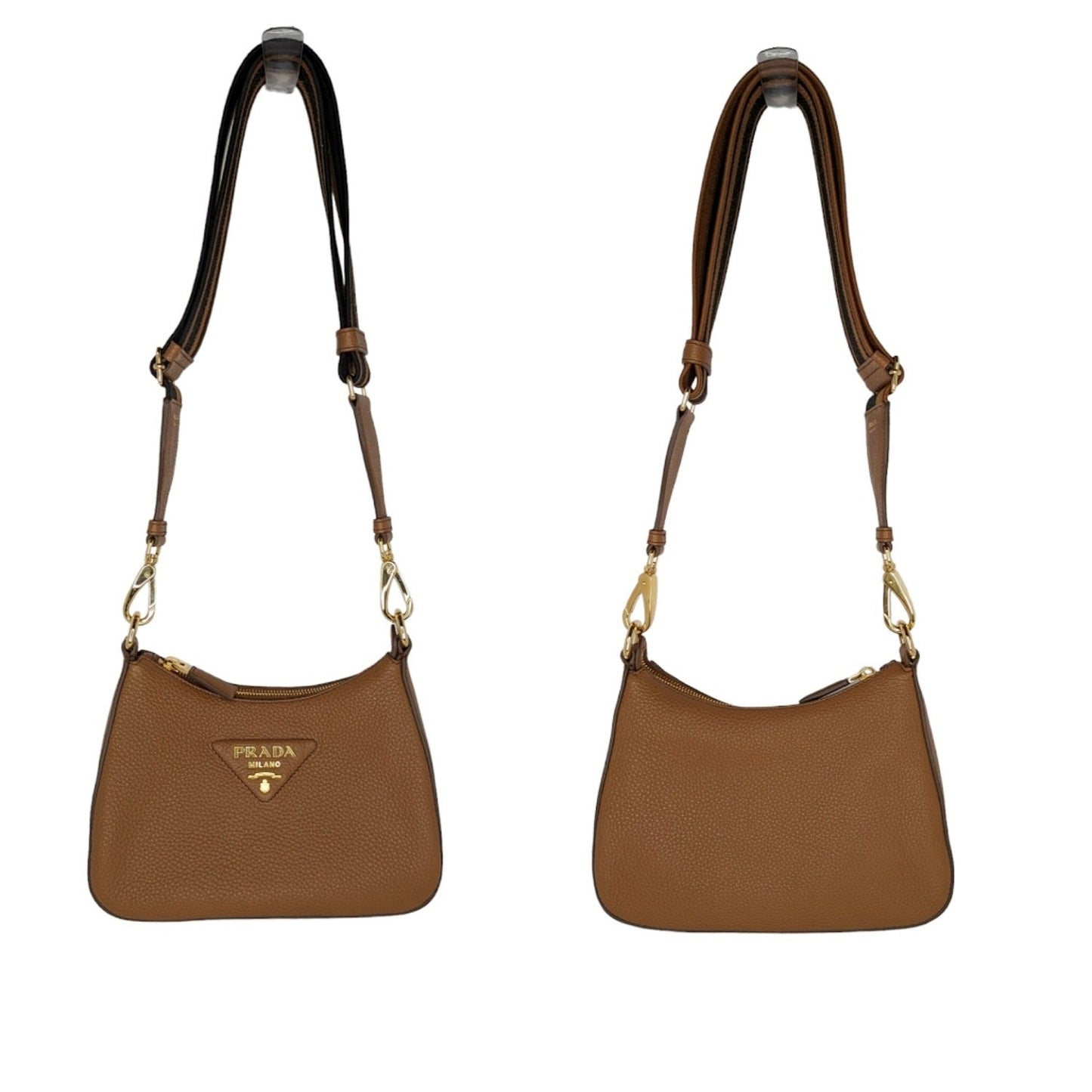 Prada Prada Caramel Calfskin Logo Strap Shoulder Bag 1Bh193