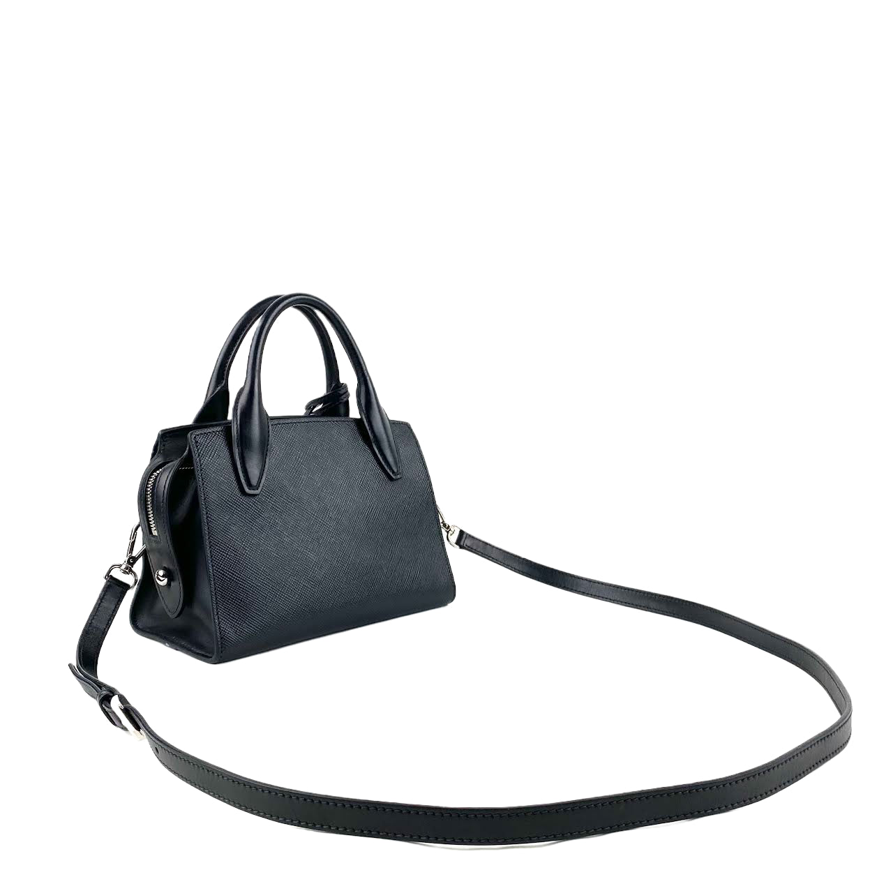 Prada Kristen Outlet Luxury Handbag Saffiano Black Small Travel Bag