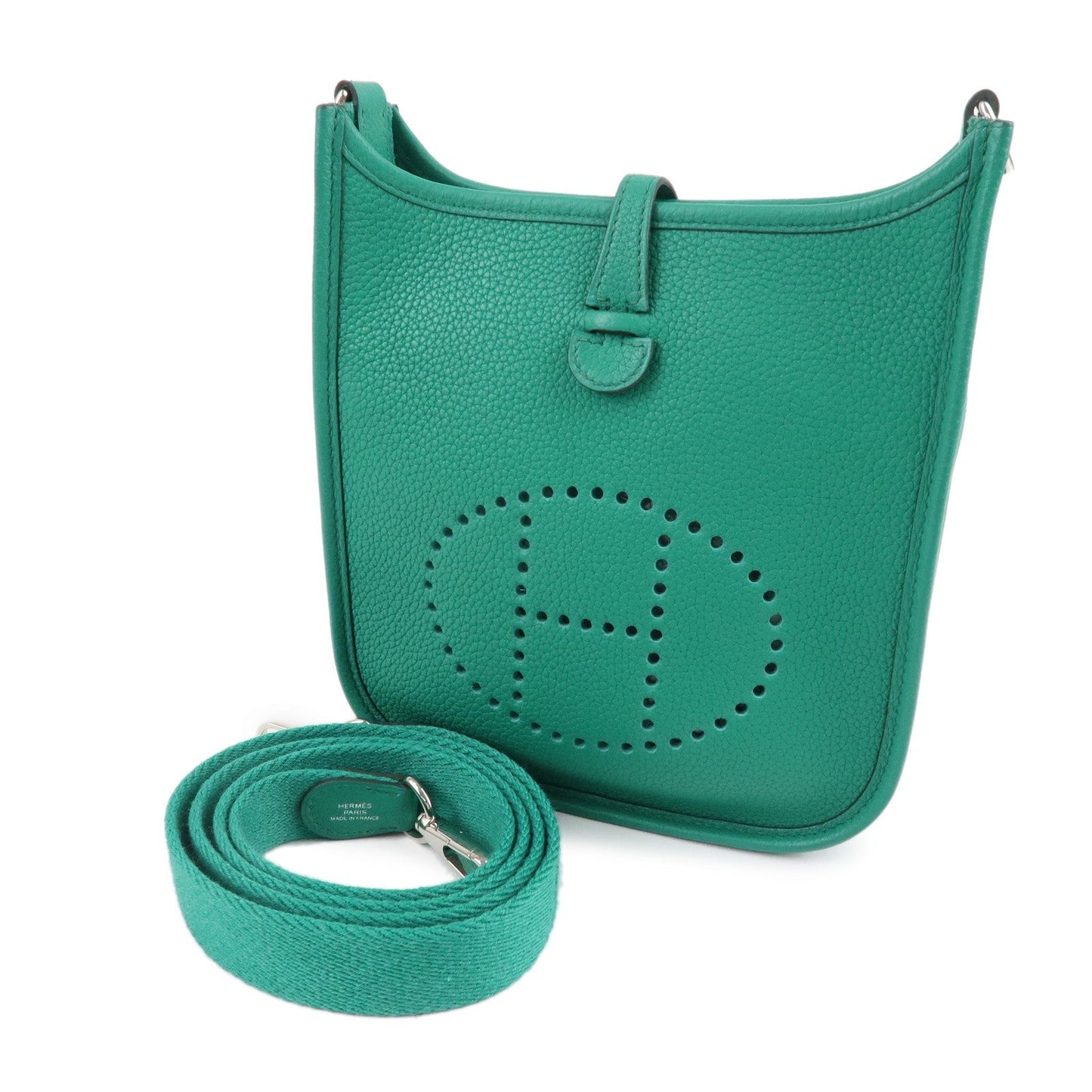 Hermes Luxury Taurillon Clemence Evelyne Tpm Amazon Shoulder Green Shoulder Bag