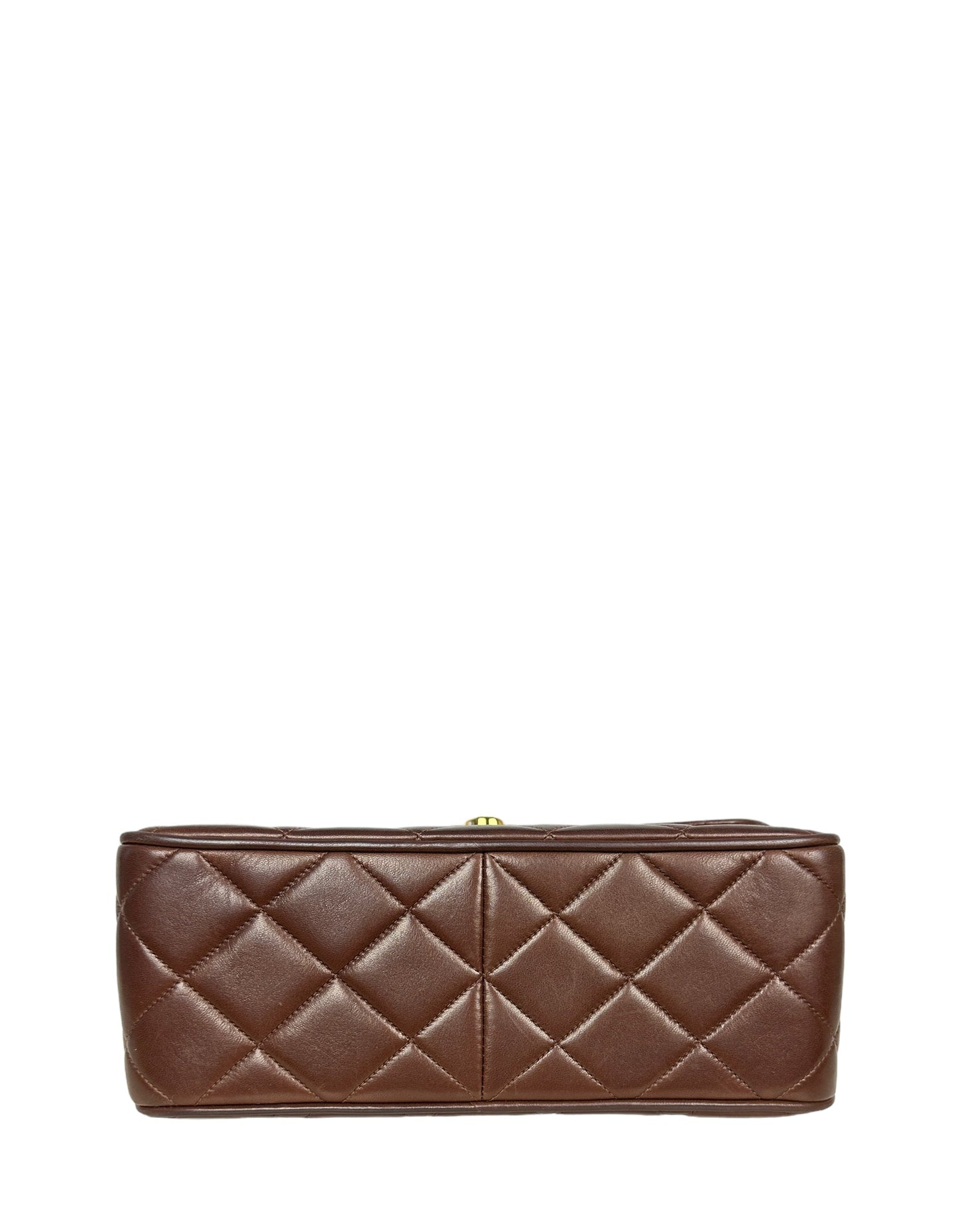 Chanel Brown Lambskin Leather CC Maxi Flap Messenger Bag
