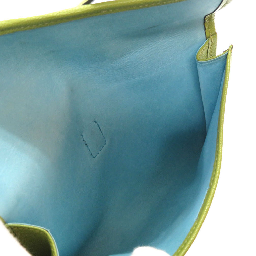 Hermes Clutch Bag Doblis Anise Jige Unisex Unisex Green Mini