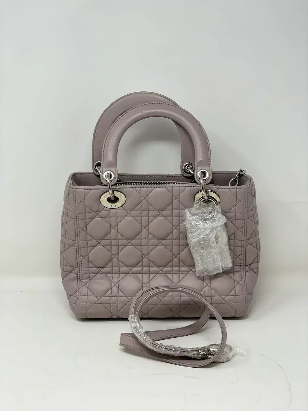 Dior Handbag Cannage Lady Grey B13-20 Lambskin Gray Medium