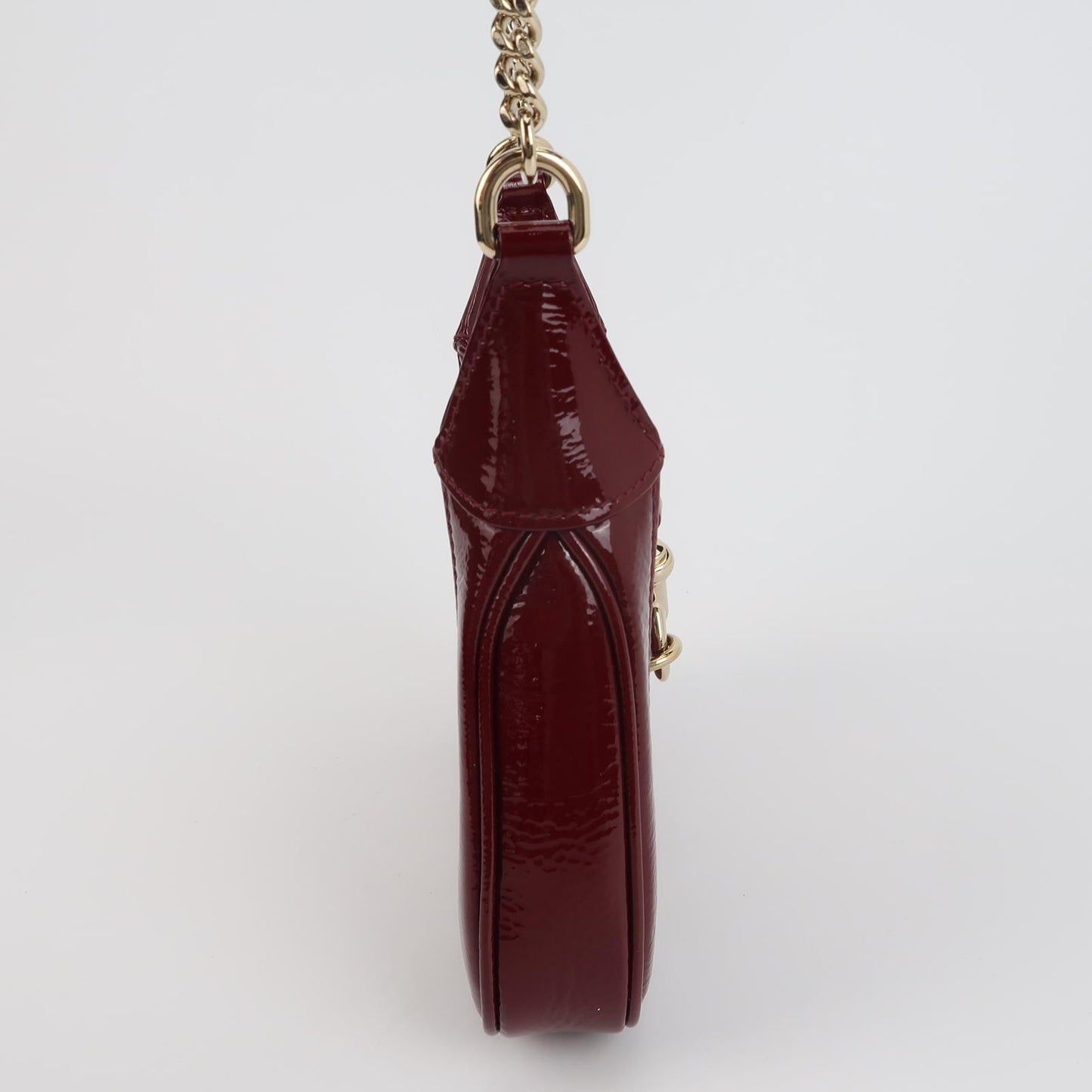 Gucci Jackie Notte Burgundy Ancora Chain Leather Patent Red Gold Crossbody Bag
