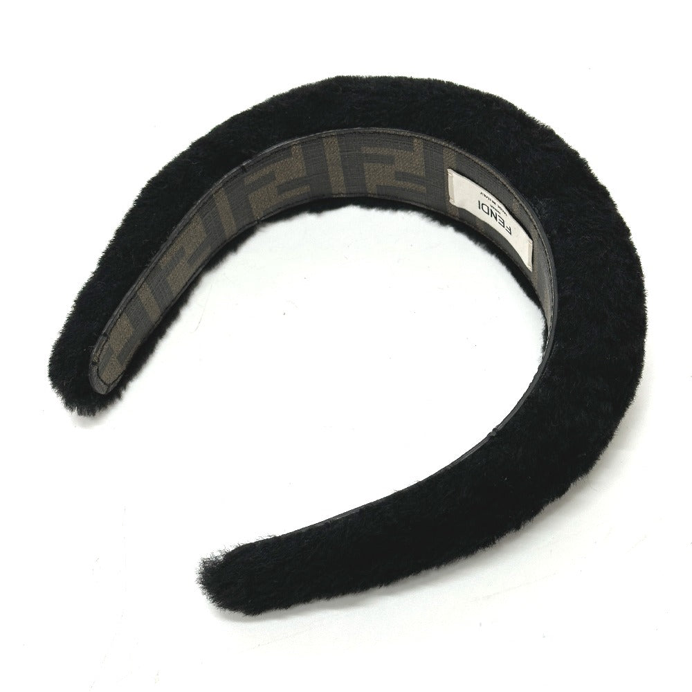 Fendi Hair Accessory Fur Hair Band Head Band Boa Black Travel Bag