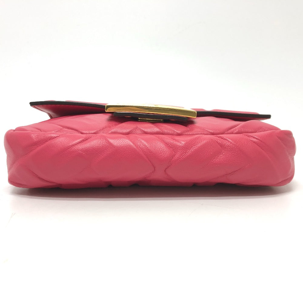 Fendi Shoulder Bag 8Bs017 Ff Baguette Lambskin Pink Small
