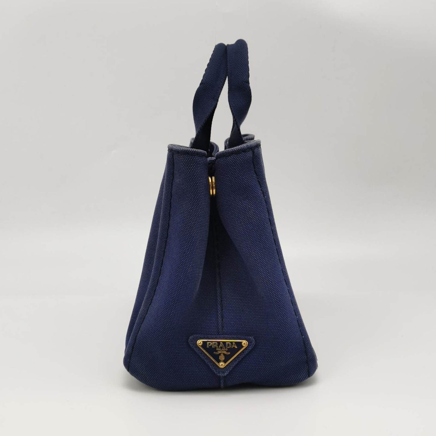 Prada Canape Tote Navy With Strap Handbag Canvas Small Tote Bag