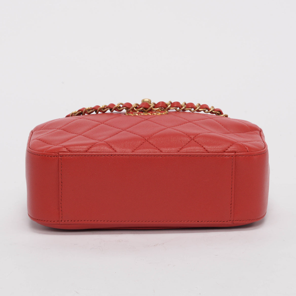 Chanel Red Quilted Lambskin Chain Infinity Camera Case Bag