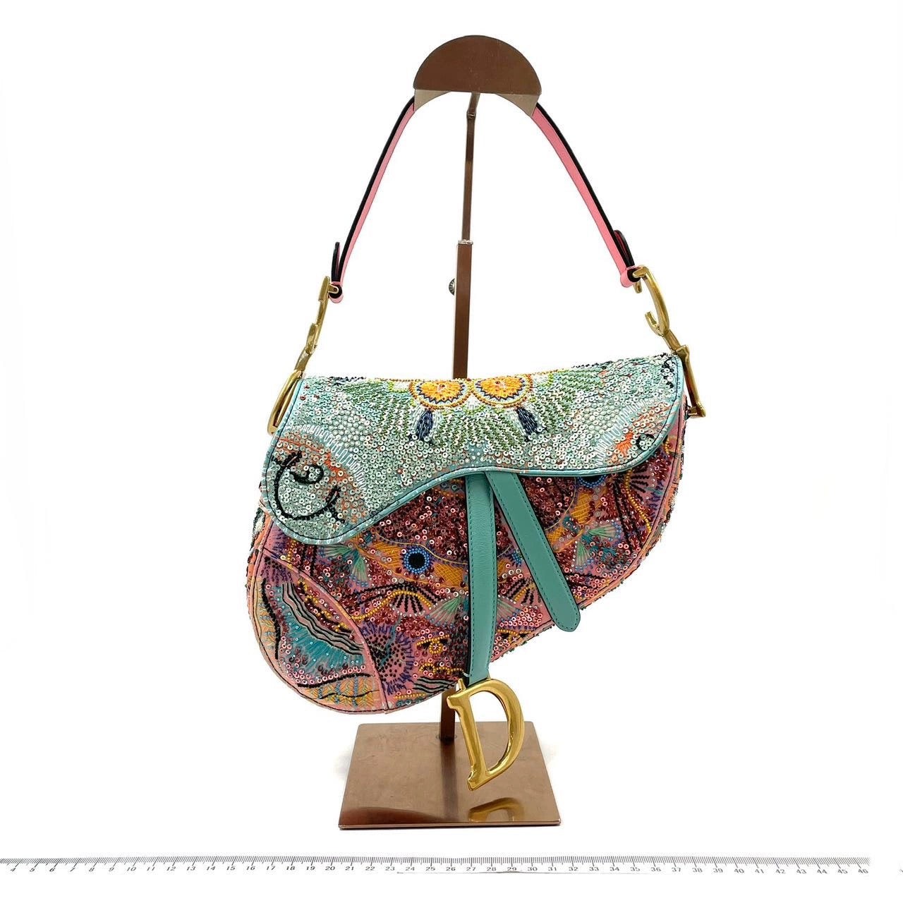 Dior In Lights Saddle Multicolor Beads And Calfskin Leather Medium Shoulder Bag