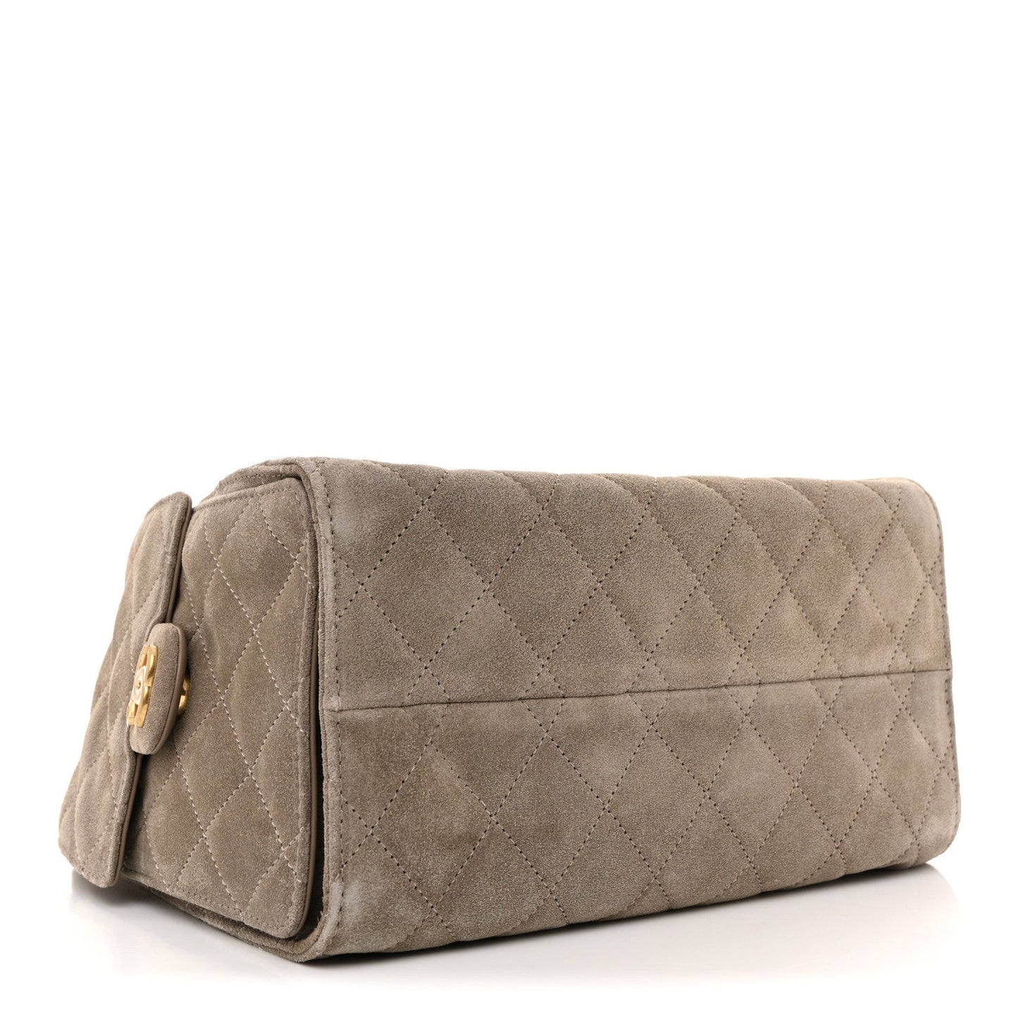 Suede Quilted Small 25 Handbag Dark Grey Polished
