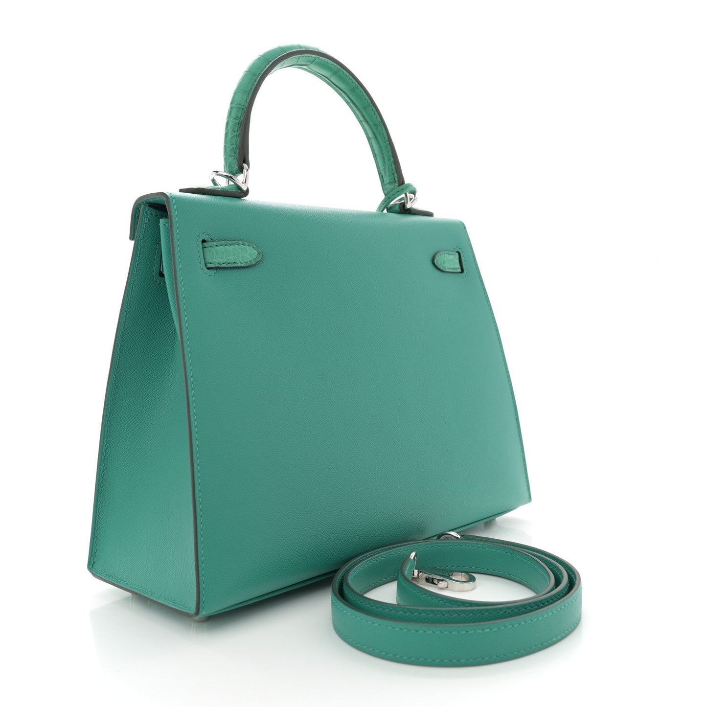 Hermes Madame Calfskin Matte Alligator Kelly Sellier Touch Vert Travel Bag