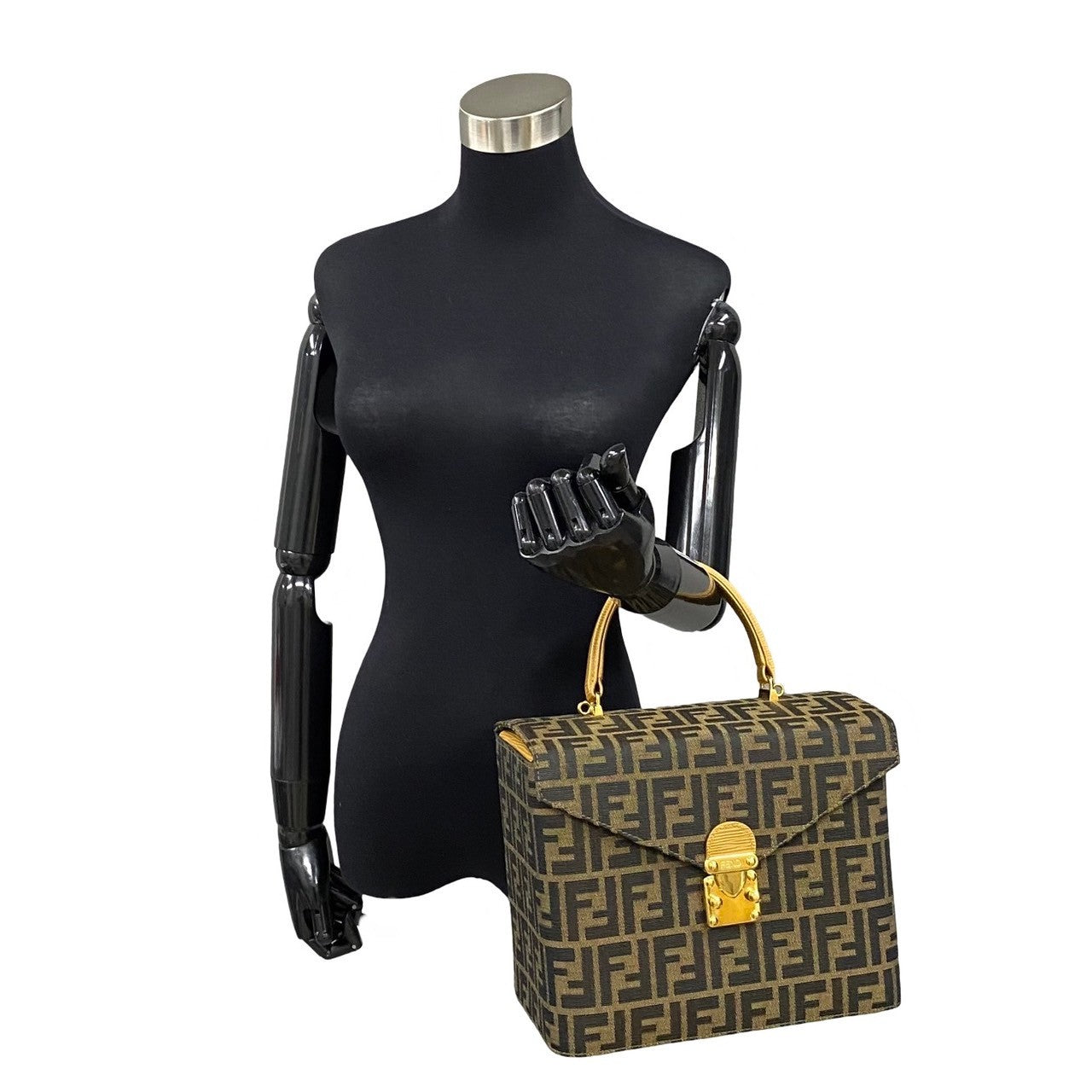 Fendi Shoulder Bag Zucca Women Leather Canvas Brown