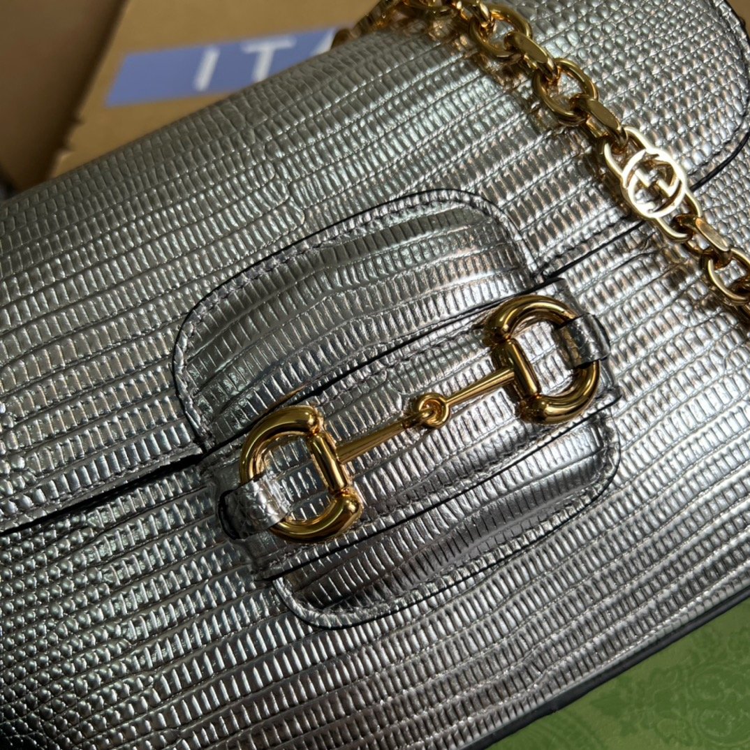gg Horsebit Lizard , ’s Silver Mini Bag