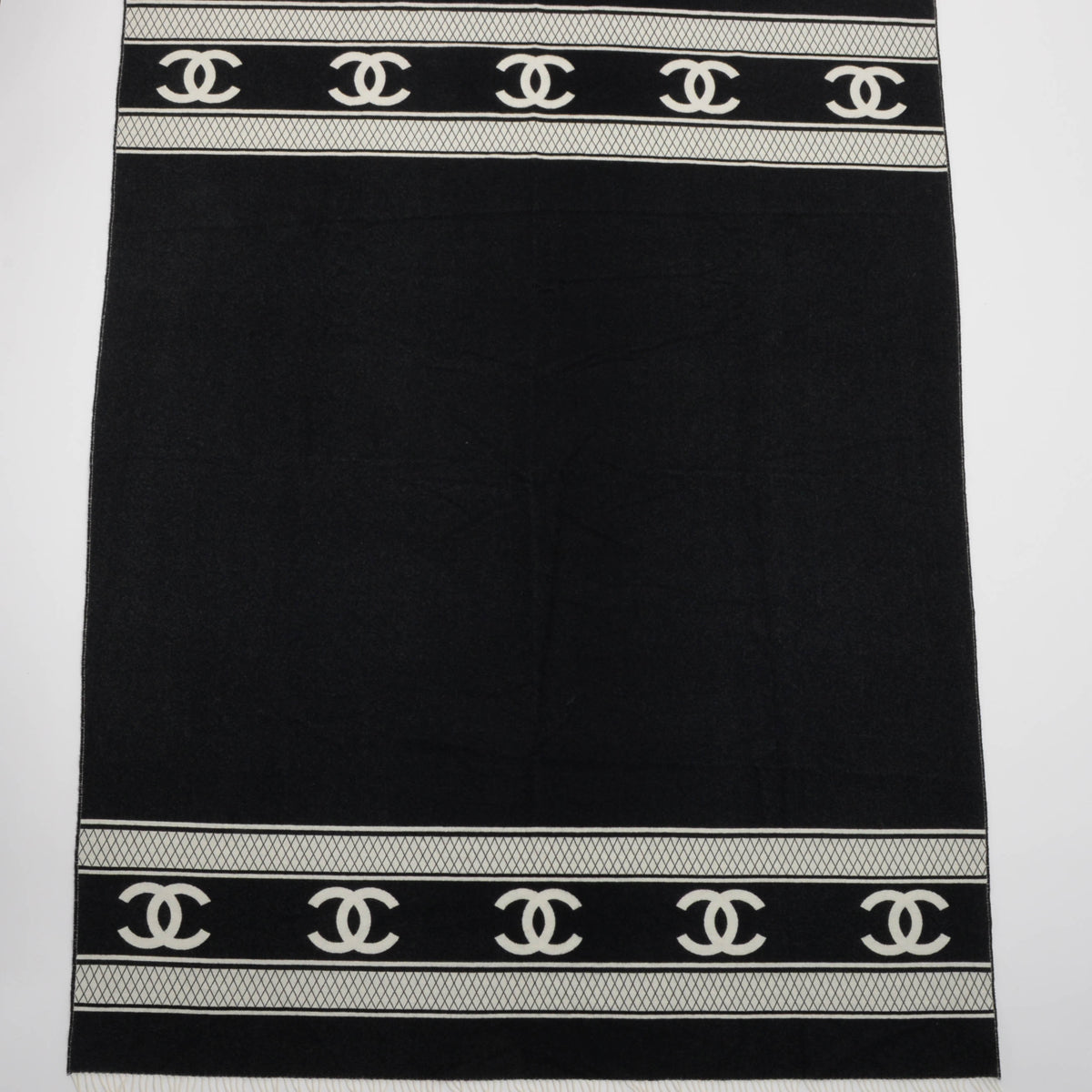 Chanel Black & White Cashmere CC Reversible Blanket Accessory