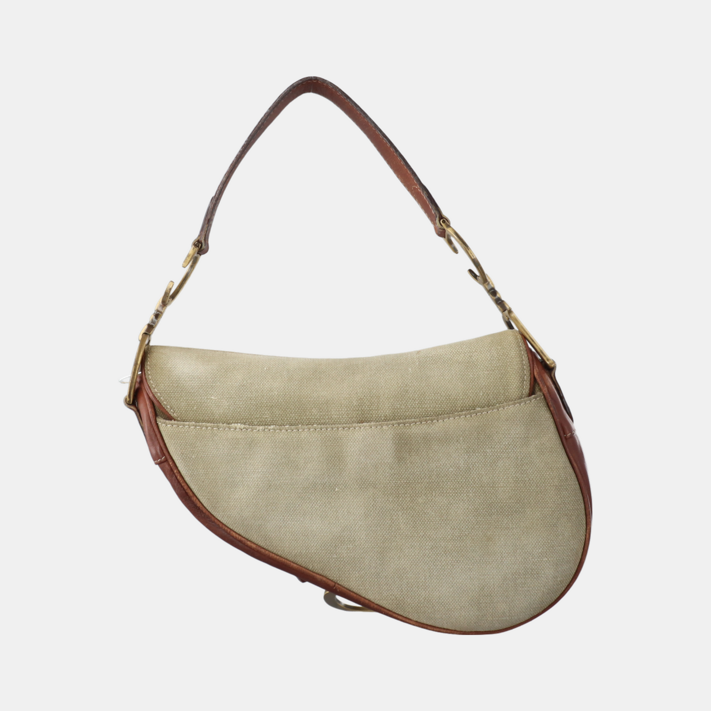 Dior Saddle Khaki With Gold Hardware Handbag Leather Canvas Travel Bag