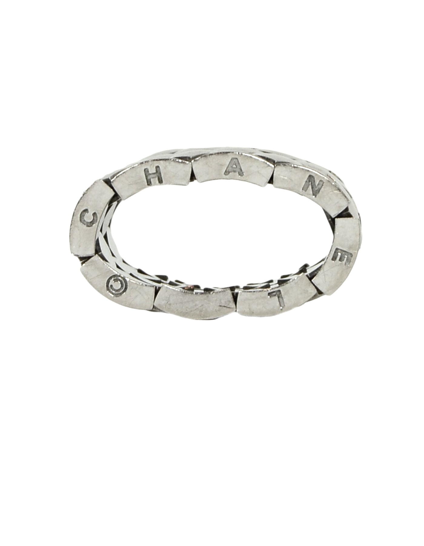 Chanel White Gold Coco Crush Matelasse Thick Band Ring 52/6