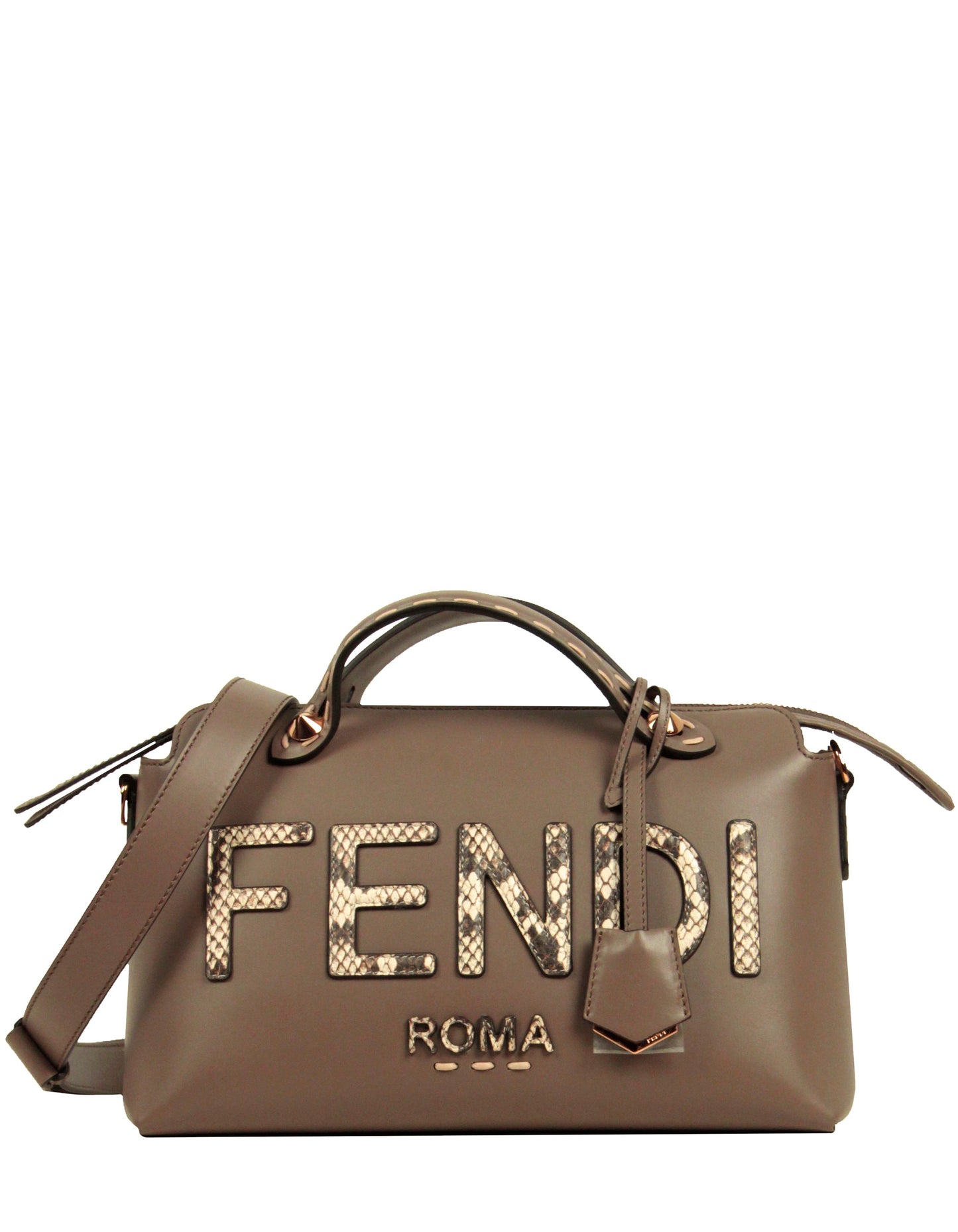 Fendi Handbag NEW Grey & Elaphe By The Way Leather Gray Medium Satchel Bag