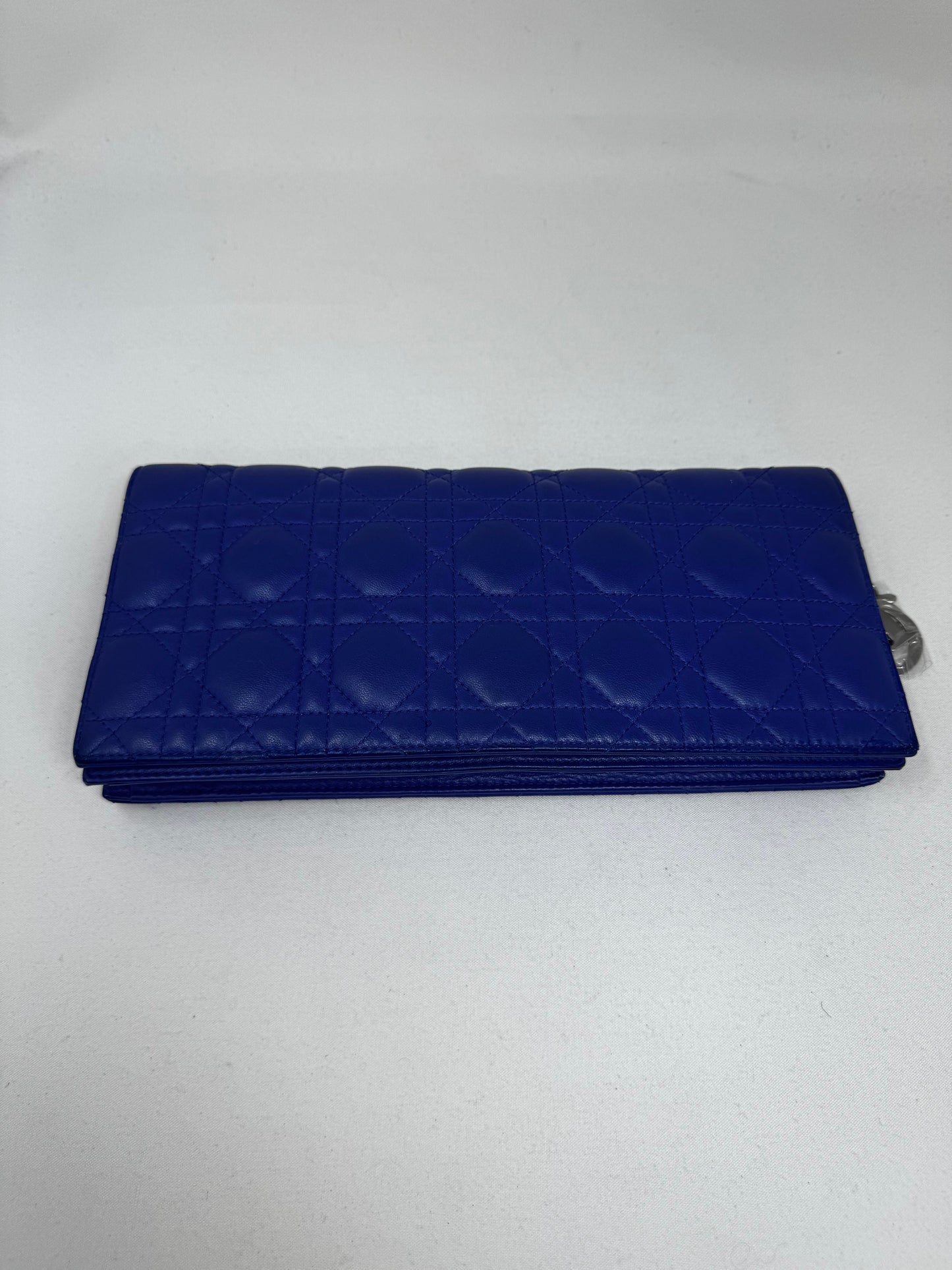 Dior Handbag Christian Cannage Shoulder Bag BJ1-07 Blue Chain