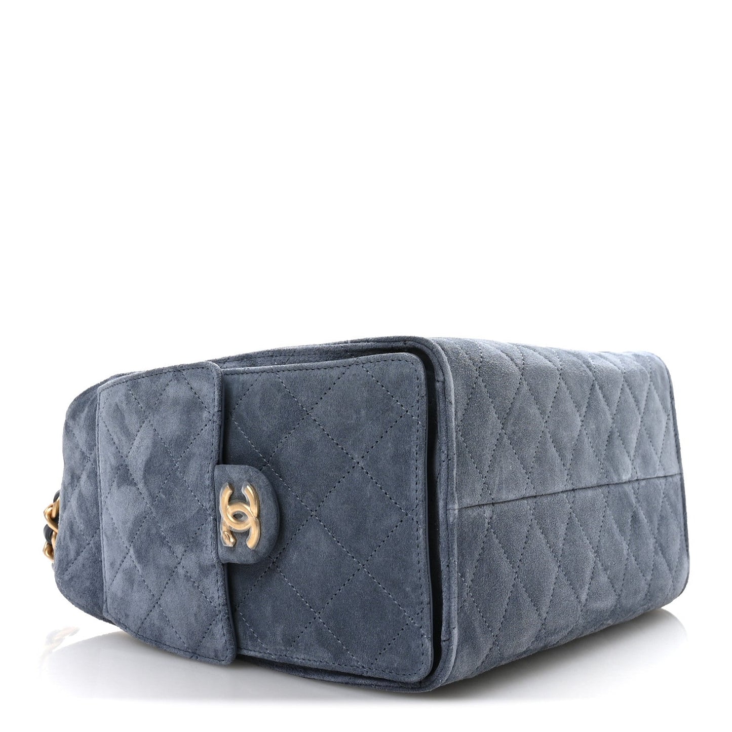 Suede Quilted Small 25 Handbag Blue Polished