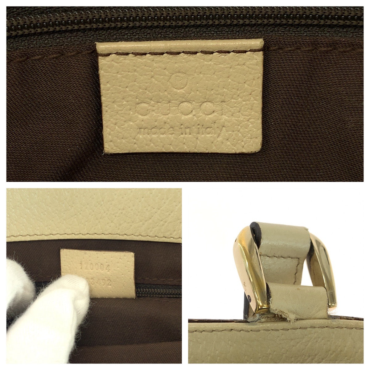 Gucci GG Ivory Metal Canvas Beige Gold Tote Bag
