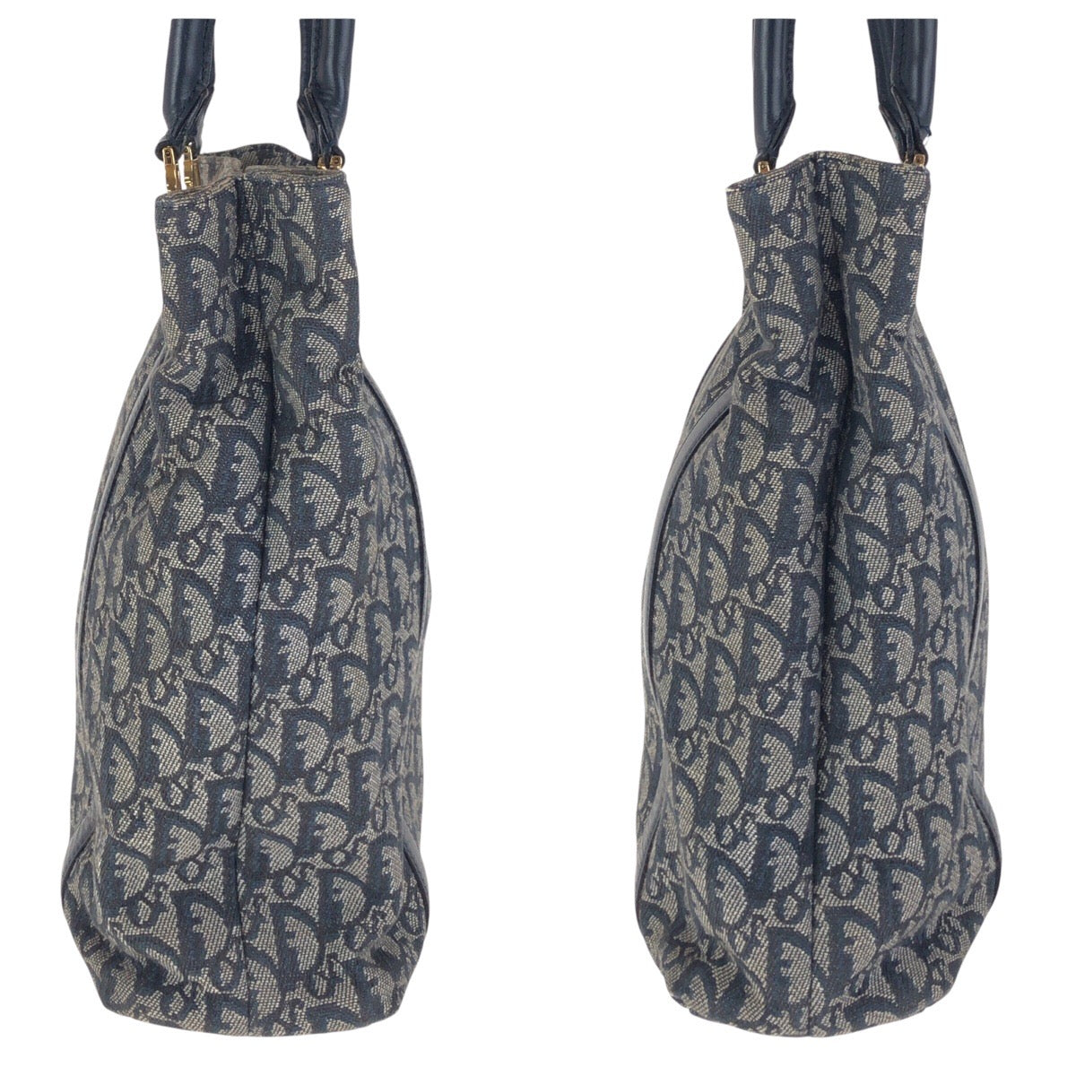 Dior Tote Bag , Navy Metal Tote Bag Leather Canvas Shoulder Bag