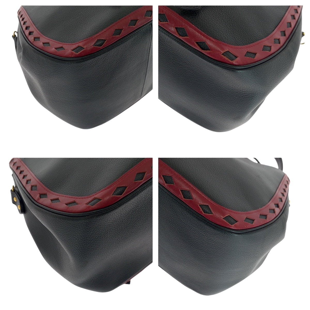 YSL Saint Laurent Yves Shoulder Bag Goldmetal Shoulder Bag Handbag Diamond Leather Black Red