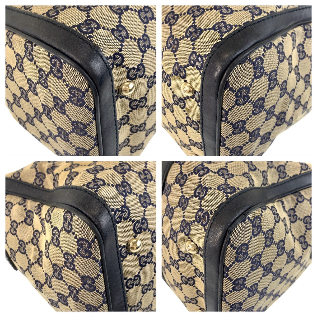 Gucci Sherry Line 2Way Bag Leather Canvas Travel Bag