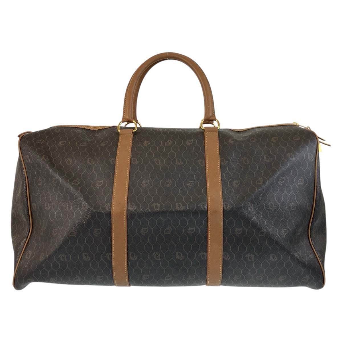 Dior Christian Boston Duffel Bag Pvc, Metal Boston Leather Brown Travel Bag