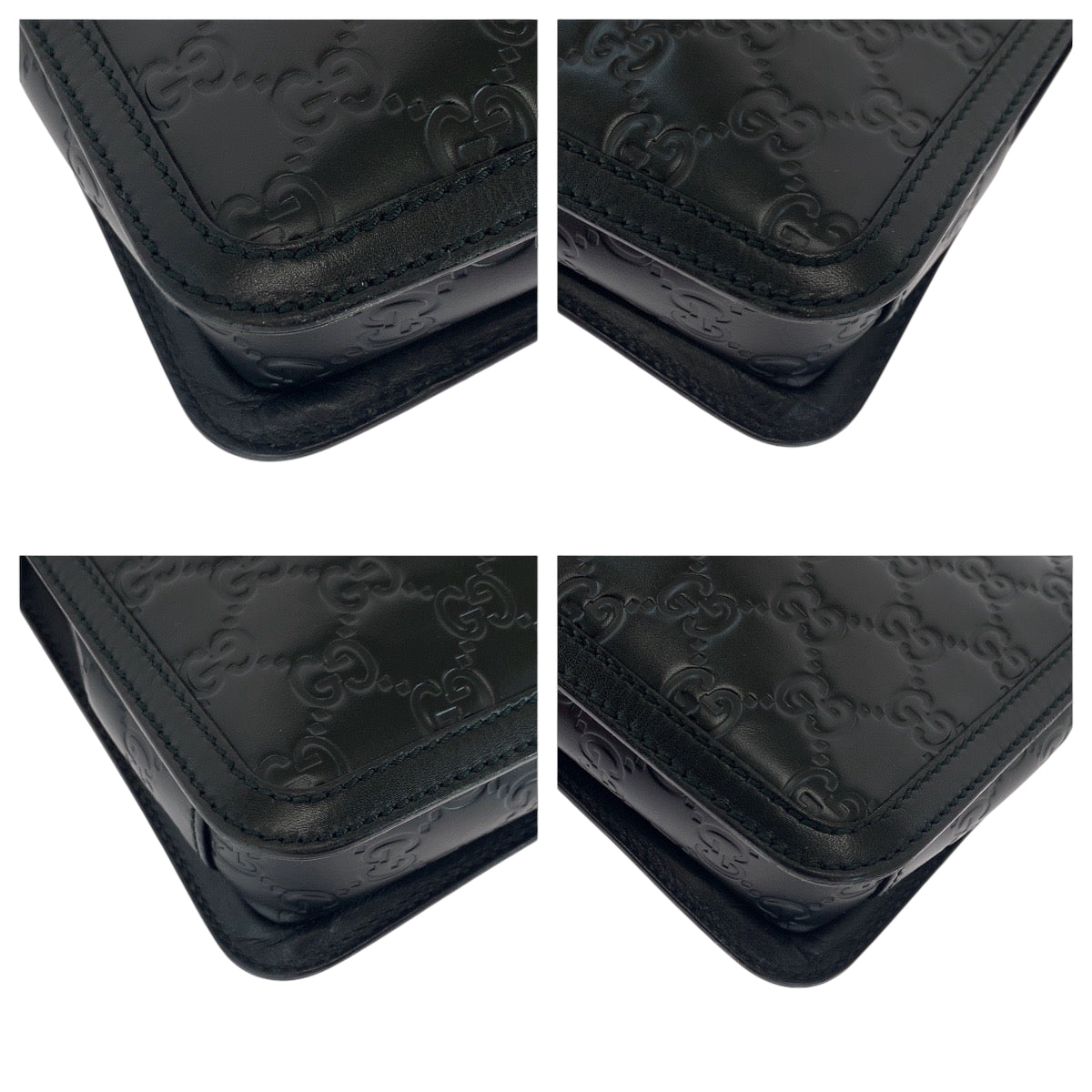 Gucci business SilverMetal business Guccisima Leather Black Clutch Bag