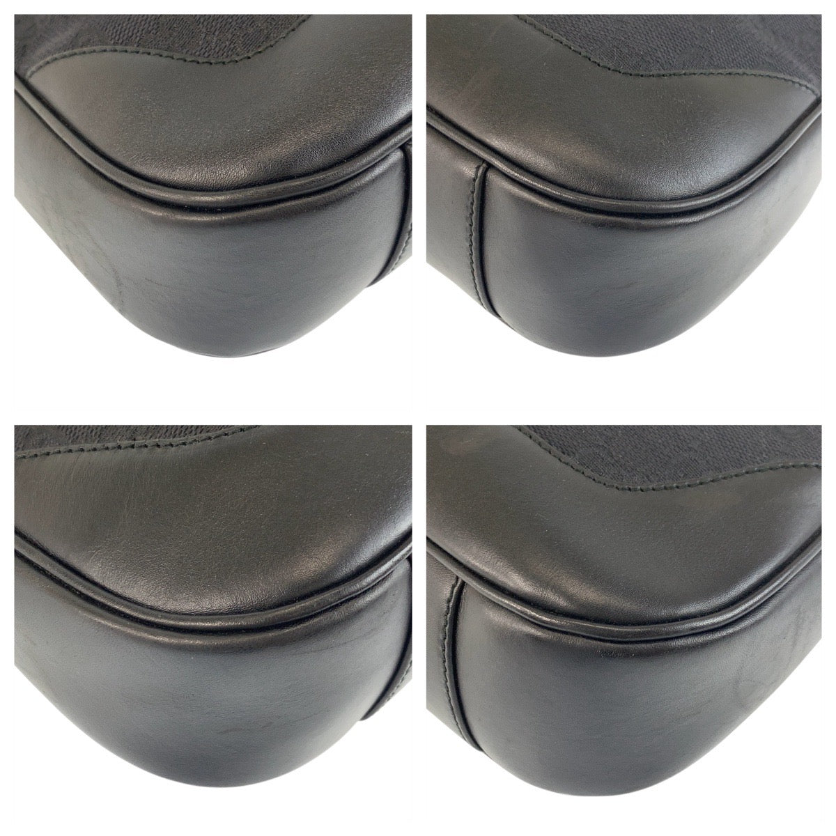 Gucci 001 GG SilverMetal Bamboo Canvas Black Shoulder Bag