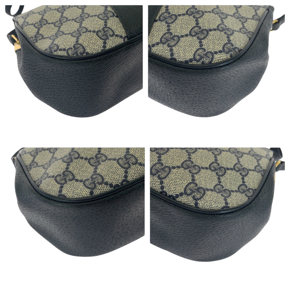 Gucci 66 02 024 GG Supreme Canvas Gold Navy Gray Shoulder Bag