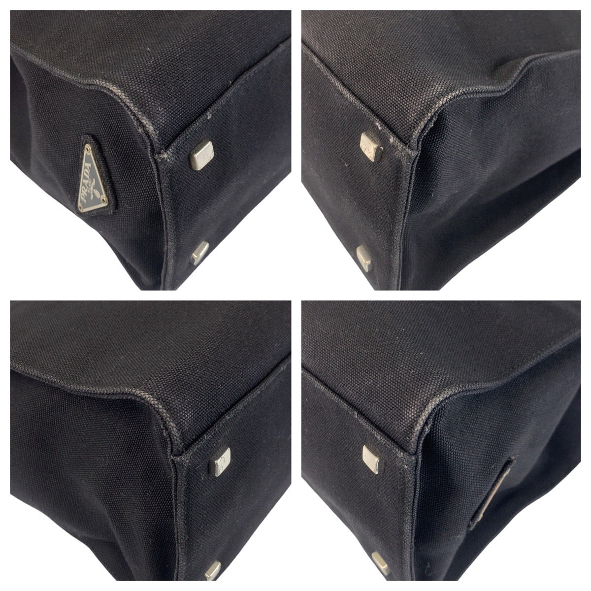Prada Triangle Plate 2Way Bag Canvas Logo Travel Bag