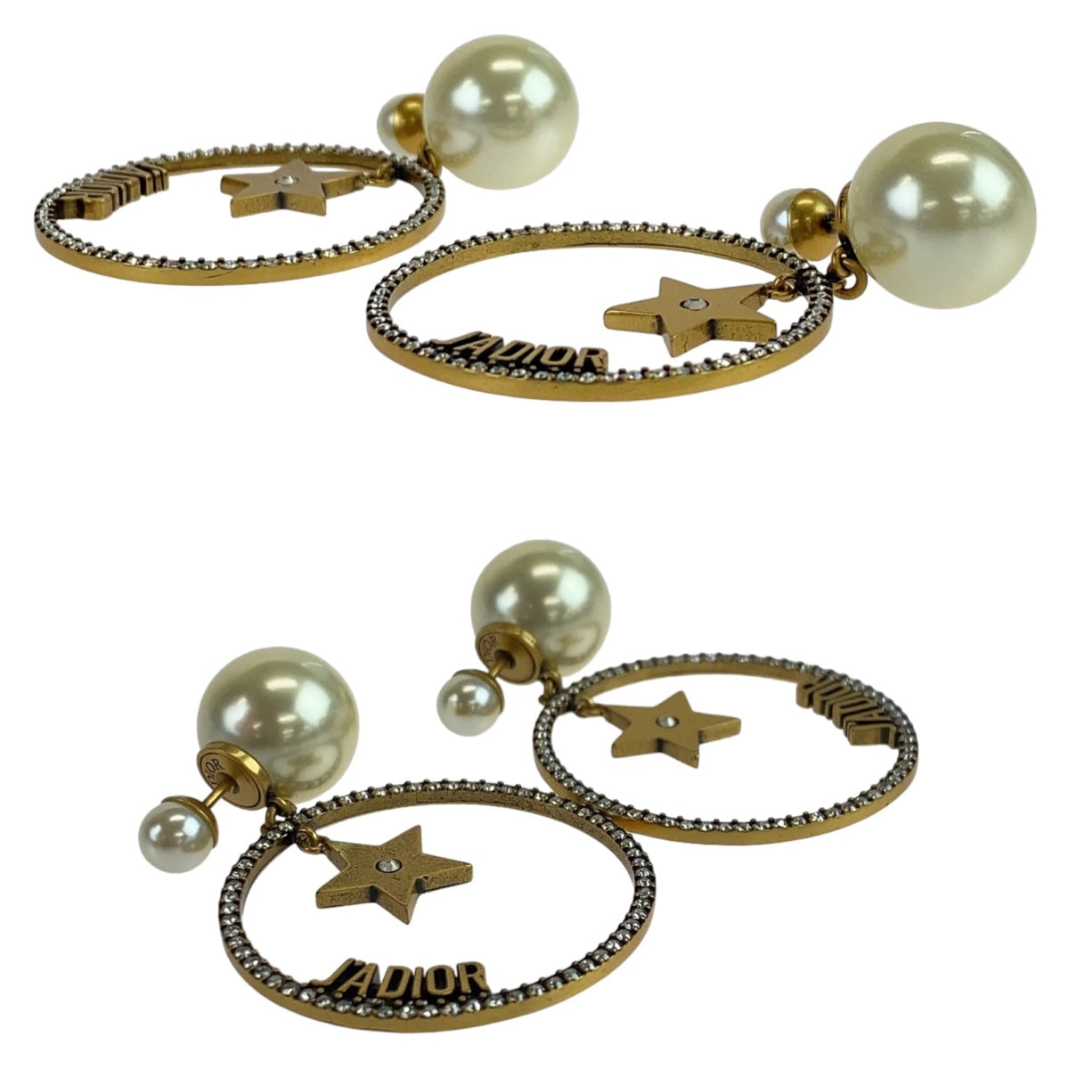 Dior Pierce Faux Pearl, Metal Pierce Fake Pearl Gold Travel Bag