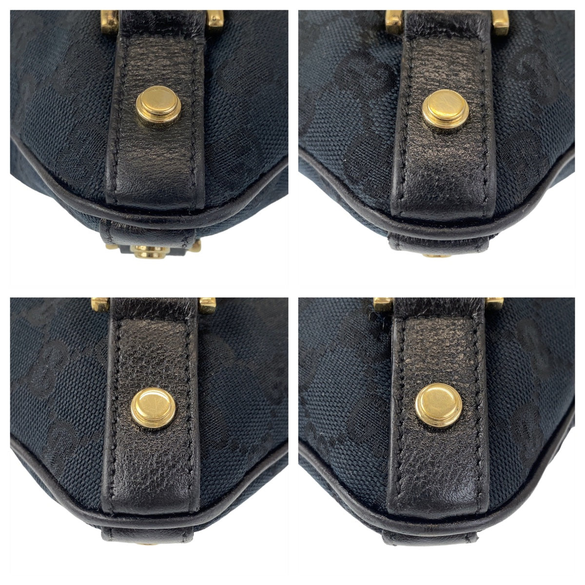 Gucci GG GoldMetal Messenger Abbey Leather Canvas Black Shoulder Bag 2