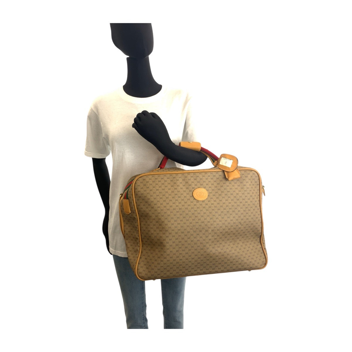 Gucci Boston Duffel GG Metal Boston Canvas Beige Gold Multicolor Travel Bag