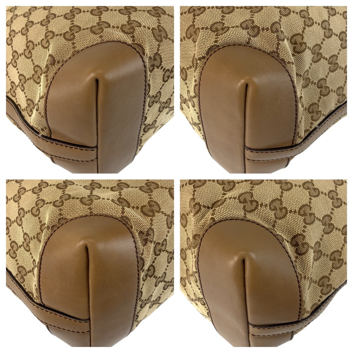 Gucci GG , Metal Leather Canvas Beige Gold Shoulder Bag