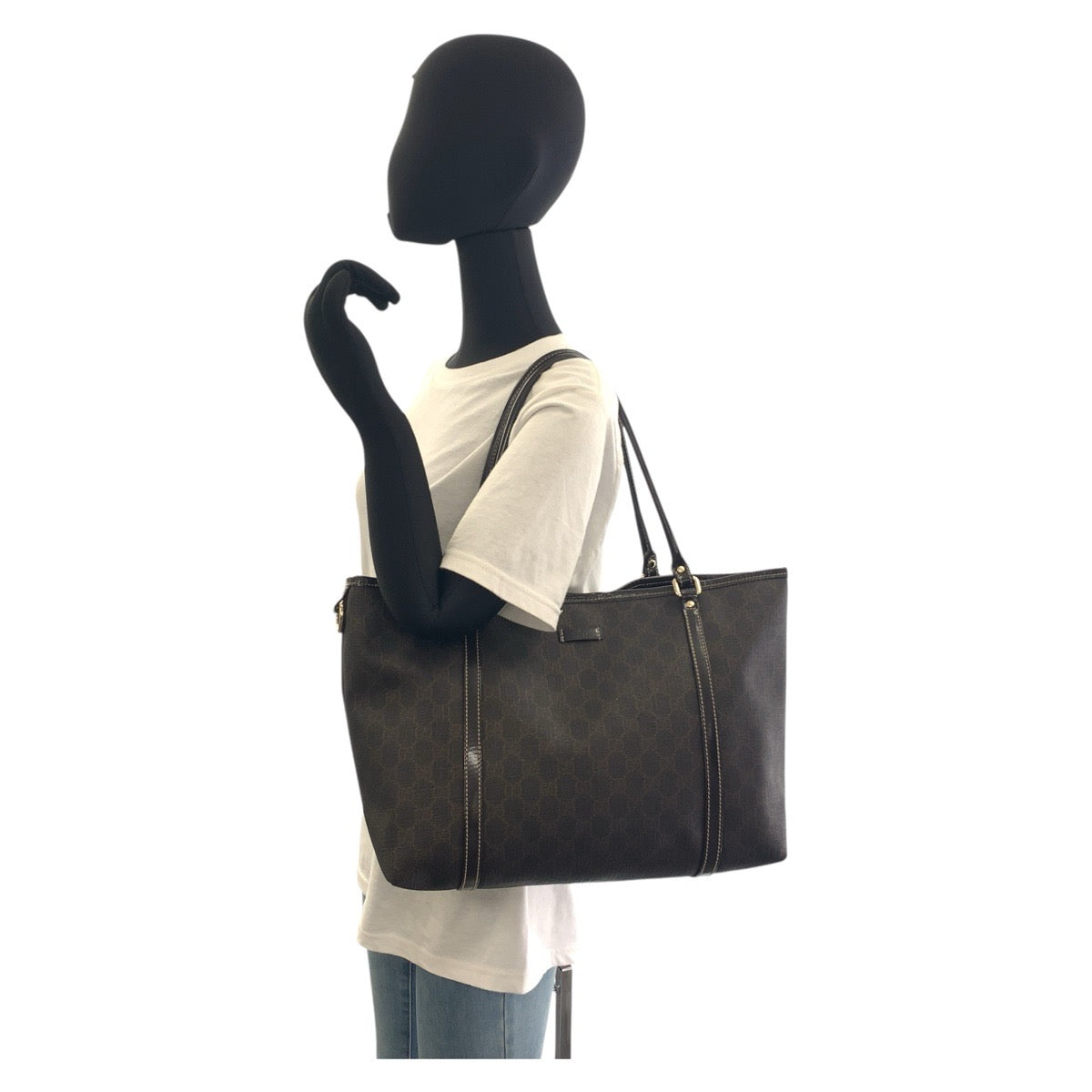 Gucci GG Supreme Metal Canvas Brown Gold Shoulder Bag