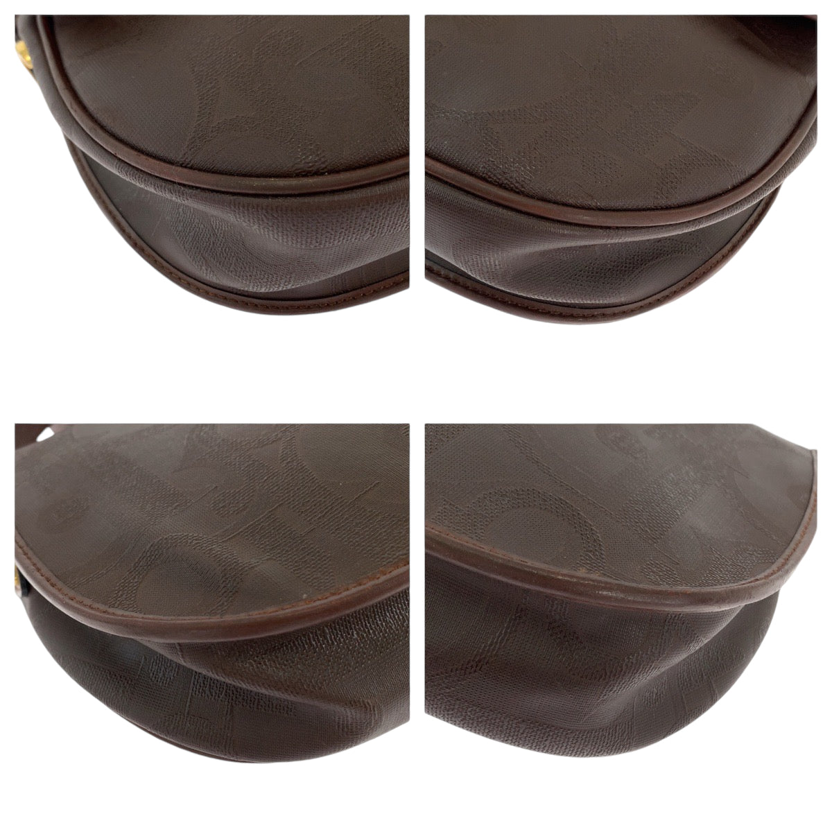 Dior Shoulder Bag Pvc Metal Shoulder Bag Pochette Brown Gold