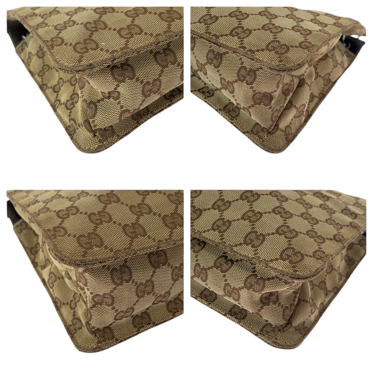 Gucci GG Metal pochette Canvas Brown Silver Shoulder Bag